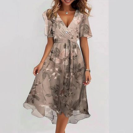 Women’s Flutter Sleeve Floral Wrap Dress