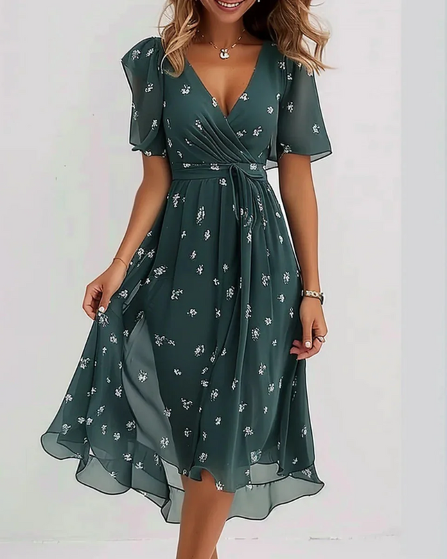 Women’s Flutter Sleeve Floral Wrap Dress