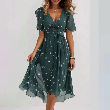 Women’s Flutter Sleeve Floral Wrap Dress