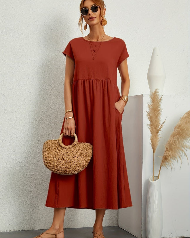 Women’s Gathered Waist Midi Dress
