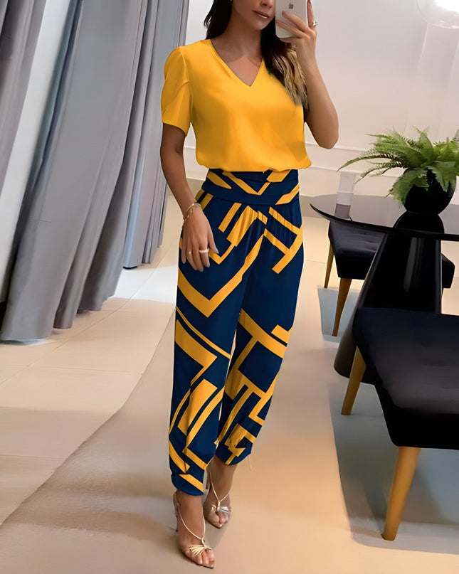 Women’s Geometric Wide Leg Trouser Set