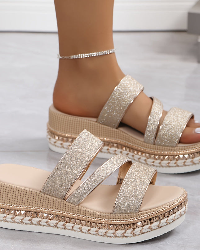 Women’s Glitter Strap Platform Sandals