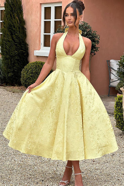 Women’s Jacquard Halter Midi Dress