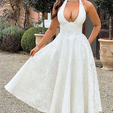 Women’s Jacquard Halter Midi Dress