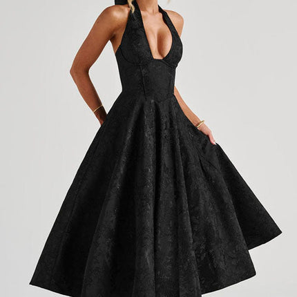 Women’s Jacquard Halter Midi Dress