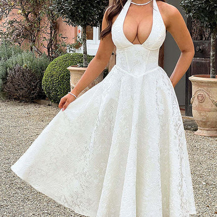 Women’s Jacquard Halter Midi Dress