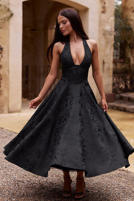 Women’s Jacquard Halter Midi Dress
