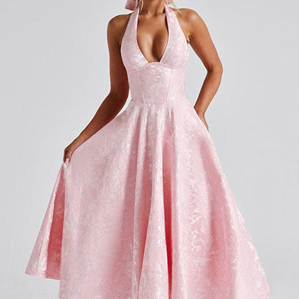 Women’s Jacquard Halter Midi Dress