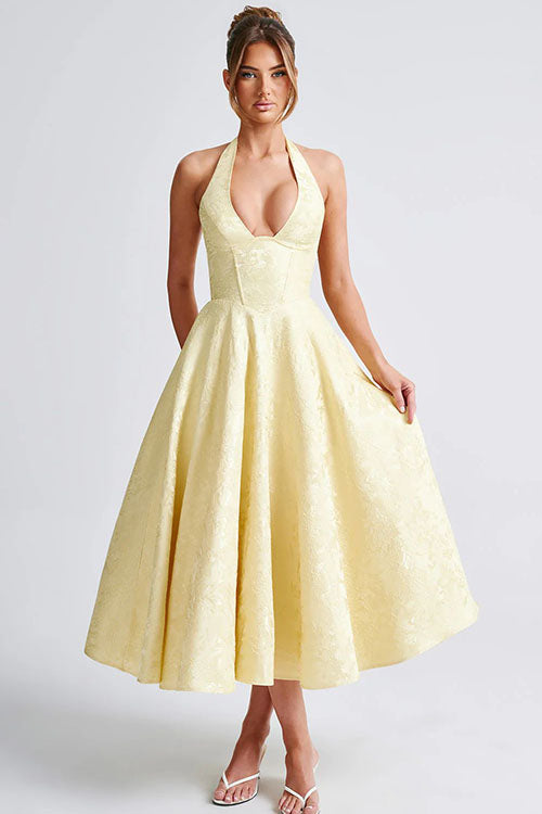Women’s Jacquard Halter Midi Dress