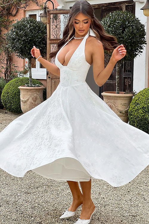 Women’s Jacquard Halter Midi Dress