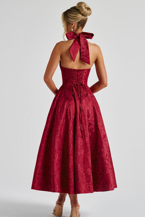 Women’s Jacquard Halter Midi Dress