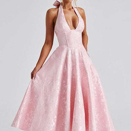 Women’s Jacquard Halter Midi Dress
