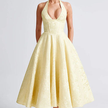 Women’s Jacquard Halter Midi Dress
