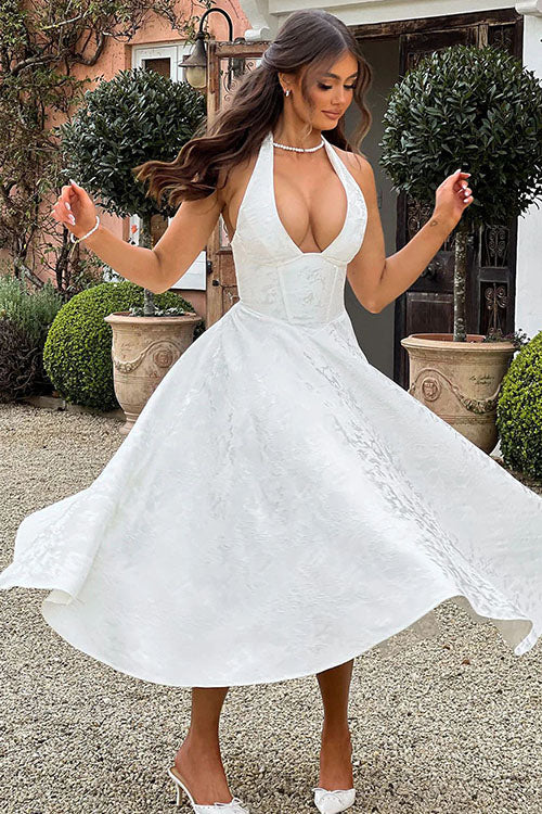 Women’s Jacquard Halter Midi Dress