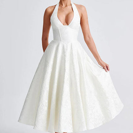 Women’s Jacquard Halter Midi Dress