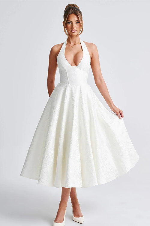 Women’s Jacquard Halter Midi Dress