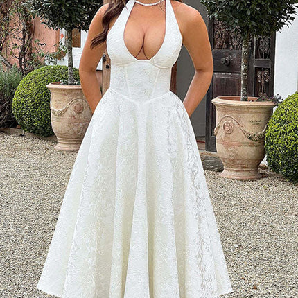 Women’s Jacquard Halter Midi Dress