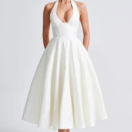 Women’s Jacquard Halter Midi Dress