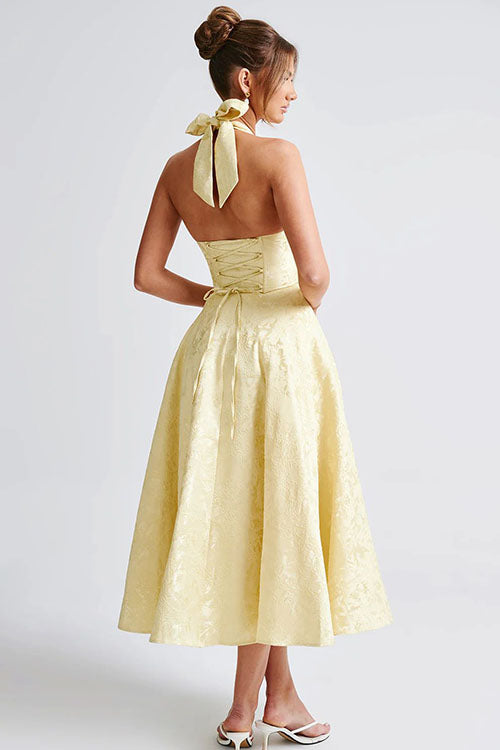 Women’s Jacquard Halter Midi Dress