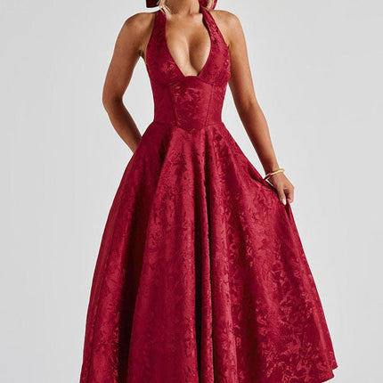 Women’s Jacquard Halter Midi Dress