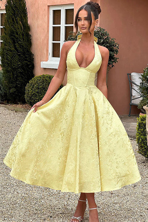 Women’s Jacquard Halter Midi Dress