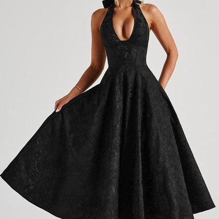 Women’s Jacquard Halter Midi Dress