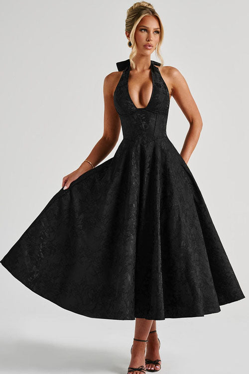 Women’s Jacquard Halter Midi Dress