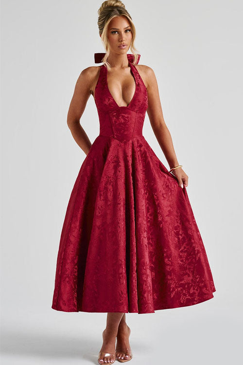 Women’s Jacquard Halter Midi Dress