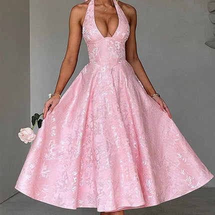 Women’s Jacquard Halter Midi Dress