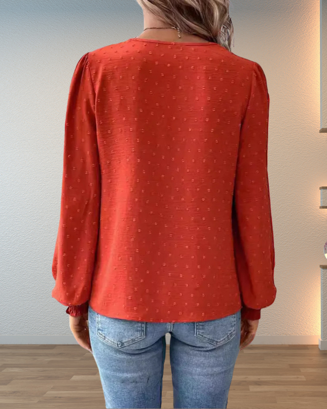 Women’s Lace Trim V-Neck Blouse