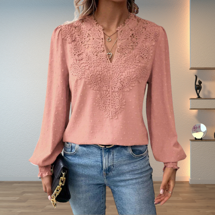 Women’s Lace Trim V-Neck Blouse