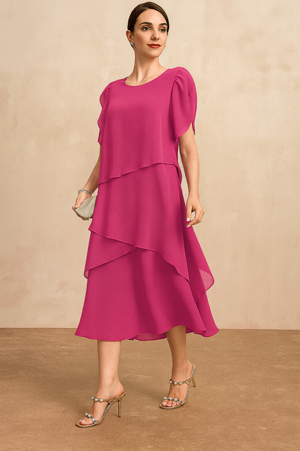 Women’s Layered Chiffon Midi Dress