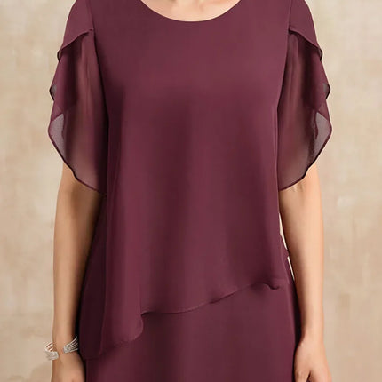 Women’s Layered Chiffon Midi Wedding Guest Dress