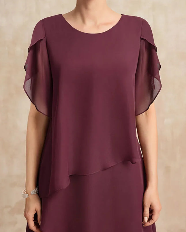 Women’s Layered Chiffon Midi Wedding Guest Dress