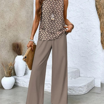 Women’s Layered Tank Top and Wide Leg Trouser Set