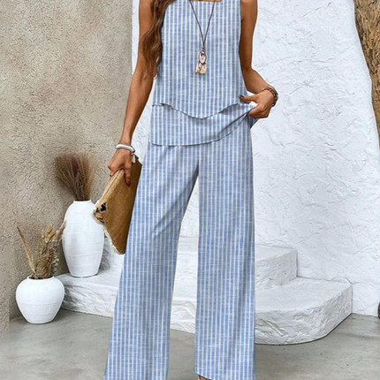 Women’s Layered Tank Top and Wide Leg Trouser Set