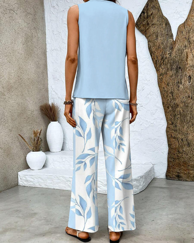 Women’s Layered Tank Top and Wide Leg Trouser Set
