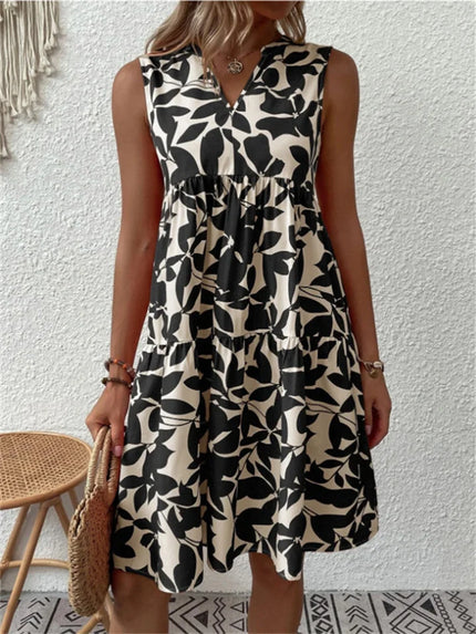 Women’s Leaf Print Tiered Dress