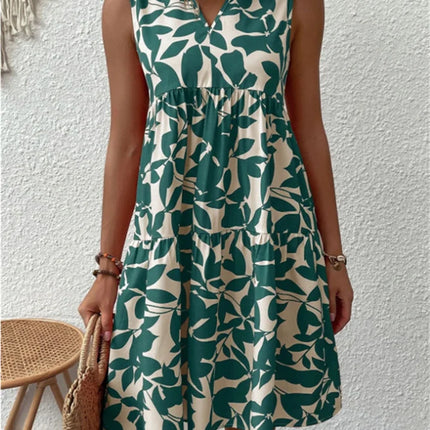 Women’s Leaf Print Tiered Dress