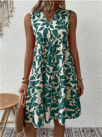 Women’s Leaf Print Tiered Dress