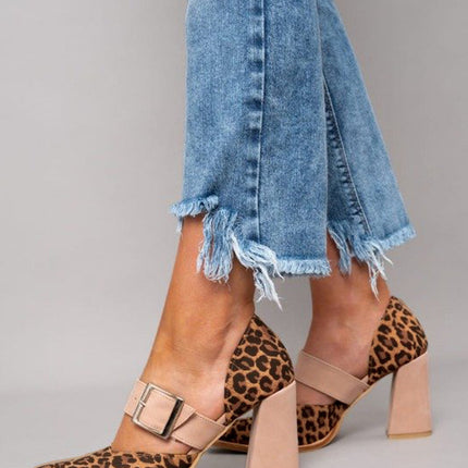 Women’s Leopard Print Buckle Strap Heels