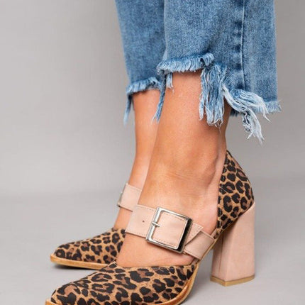 Women’s Leopard Print Buckle Strap Heels