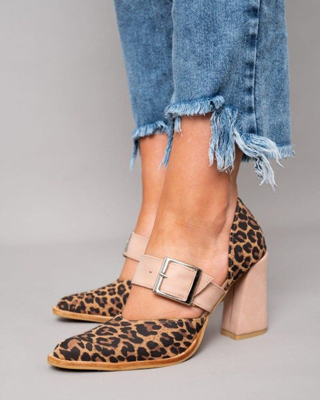 Women’s Leopard Print Buckle Strap Heels