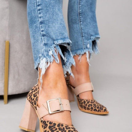 Women’s Leopard Print Buckle Strap Heels
