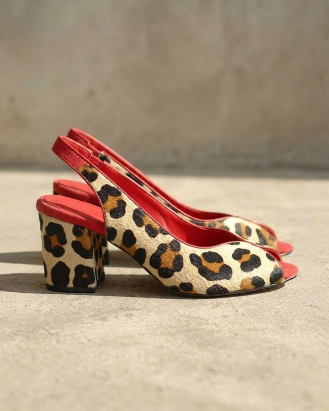 Women’s Leopard Print Cutout Block Heels