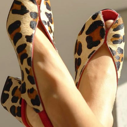 Women’s Leopard Print Cutout Block Heels