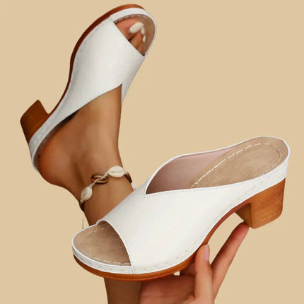 Women’s Metallic Block Heel Mule Sandals