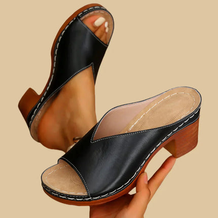 Women’s Metallic Block Heel Mule Sandals