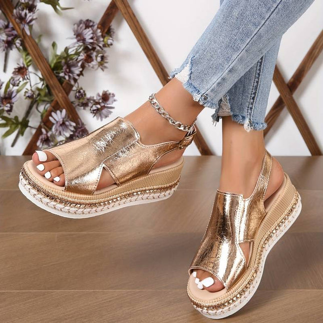 Women’s Metallic Platform Slingback Sandals
