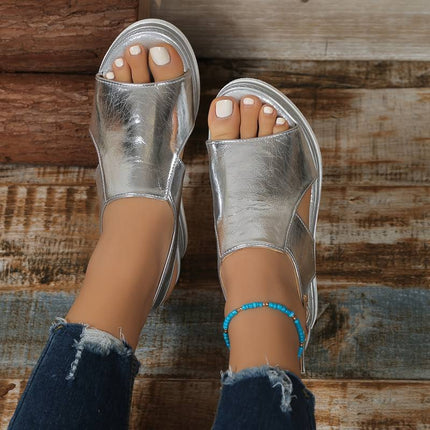 Women’s Metallic Platform Slingback Sandals